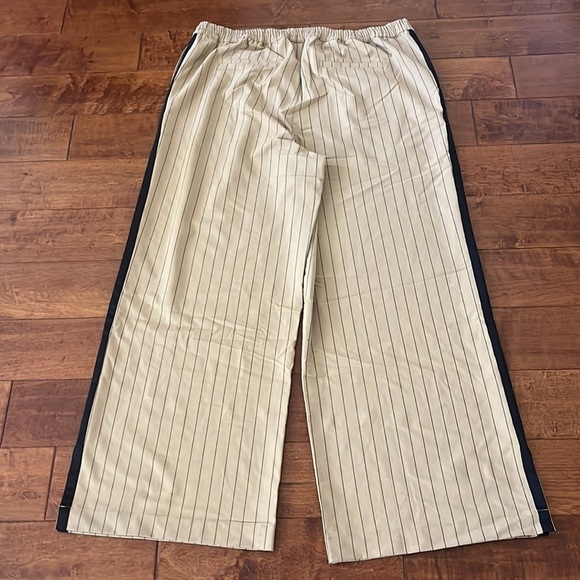 NWOT La Ligne x Target Pants Trousers Side Stripe Wide Leg Tan Black - Picture 8 of 16